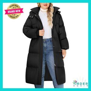 Plus Size Winter Coat Knee Length Fleece Lined Windproof Hooded Oversized Chic